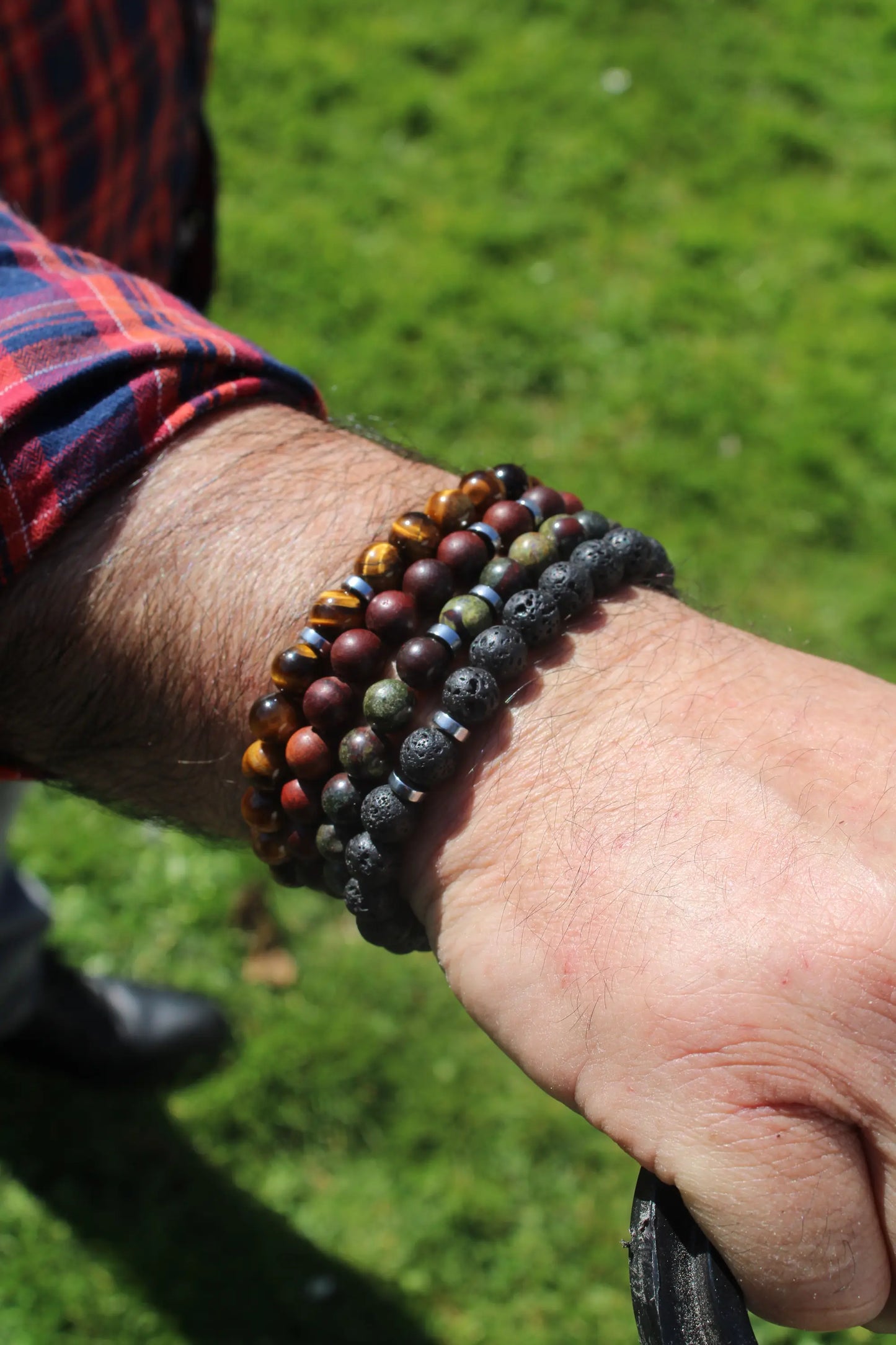Bracelets tigre woody jasper lava homme