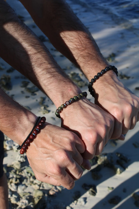 Bracelets woody jasper lava homme