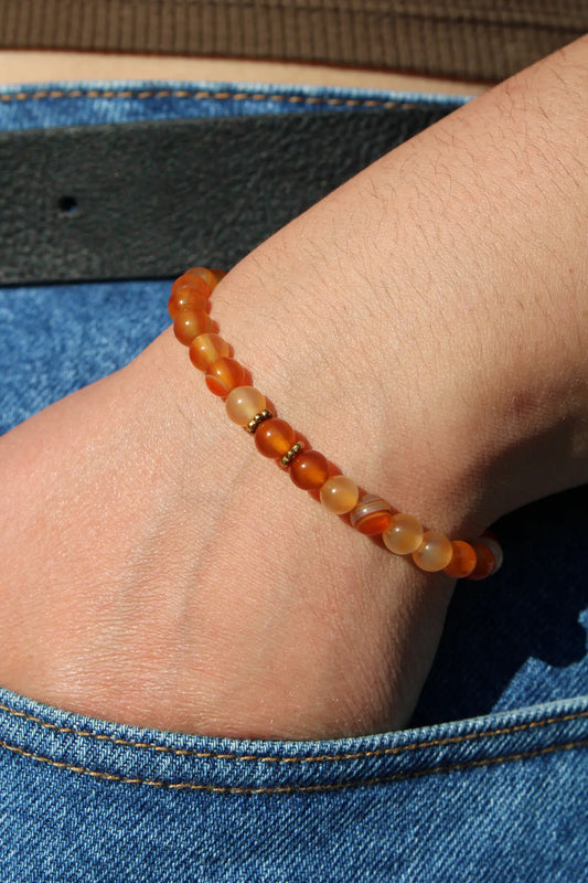 Bracelet cornaline femme doré