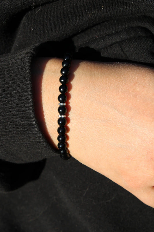 Bracelet onyxa femme argenté