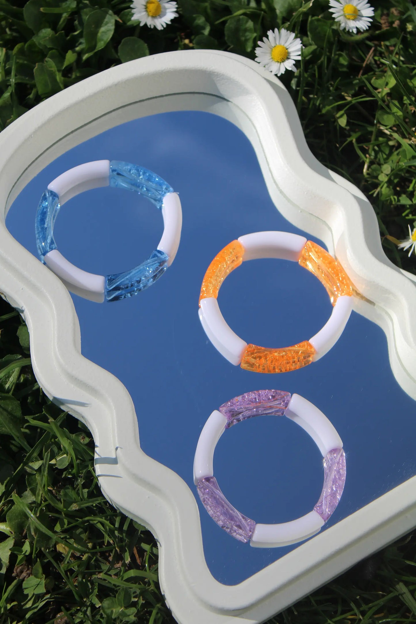Bracelets opale bleu orange violet blanc