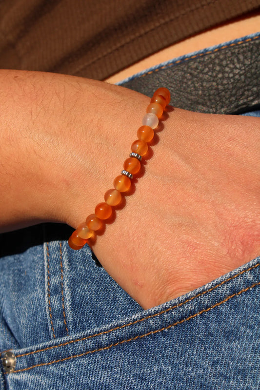 Bracelet cornaline femme argenté