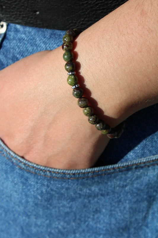 Bracelet jaspe femme argenté